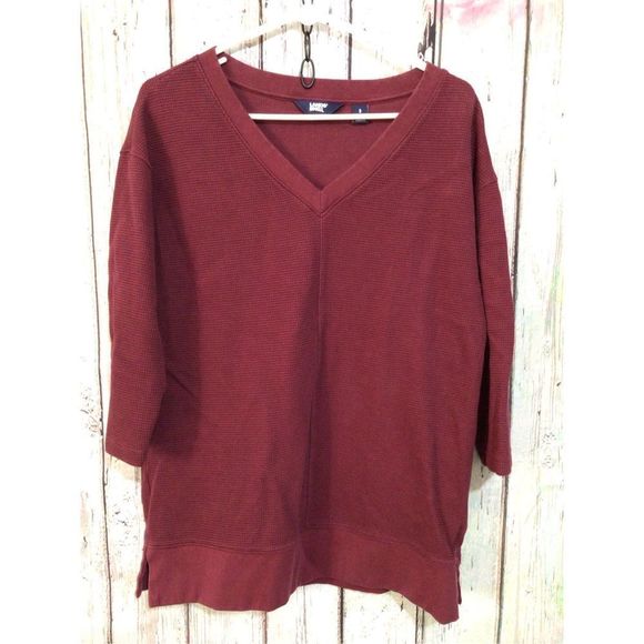 NEW Lands End Thermal Waffle Pattern Shirt Size Small Burgundy 💕 - Picture 12 of 12